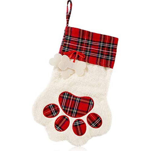 Christmas Stockings Pet Paw Pattern Stockings Fireplace...