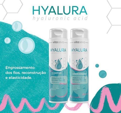 Imagem 5 de 12 de Kit 1 Sh 300ml + 1 Cond 300ml Hyalura Reconstrução Vs