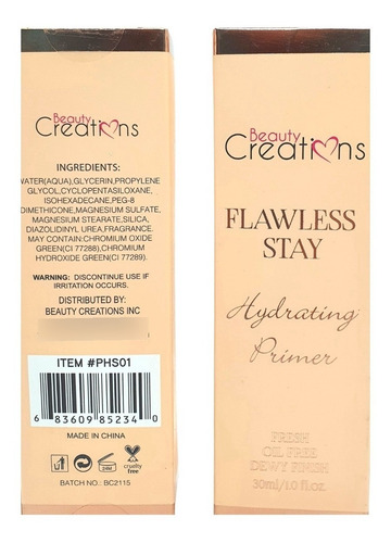 Imagen 3 de 3 de Primer Hidratante Pre Base Flawless Stay Beauty Creations