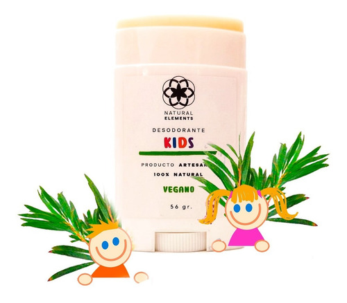 Desodorante Barra Kids Natural Elements Vegano Niños De 56g