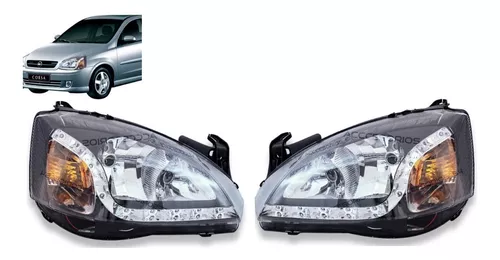  Faros delanteros compatibles con Opel Corsa C 2000 2001 2002  2003 2004 2005 2006 GV-1434 Luces delanteras Lámparas de coche Luces de  coche Faros delanteros de lado conductor y pasajero Conjunto