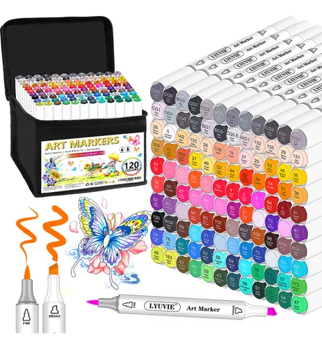 120 Colores Marcadores Plumones Punta De Pincel Dual Brush