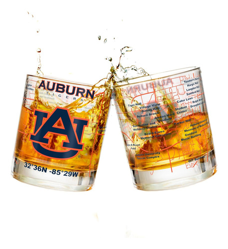 Juego De Vasos De Whiskey De Universidad De Auburn (2 V...