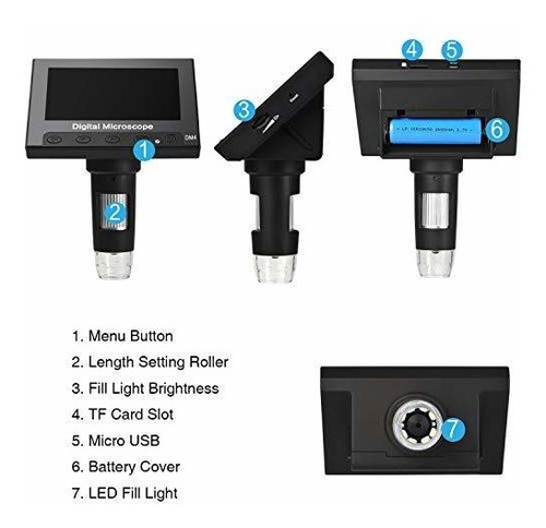 Koolertron - Microscopio Digital Usb Lcd De 4,3 Pulgadas 72