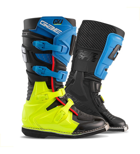Botas Motocross Enduro Niños Gxj Negra/azul/amarillo Fluo