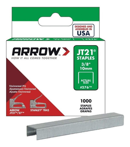 Grapas Arrow Jt21 3/8 (10mm) Caja 1000 Unidades 276