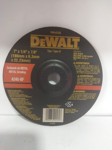 Disco De Esmeril 7  X 1/4 Dewalt