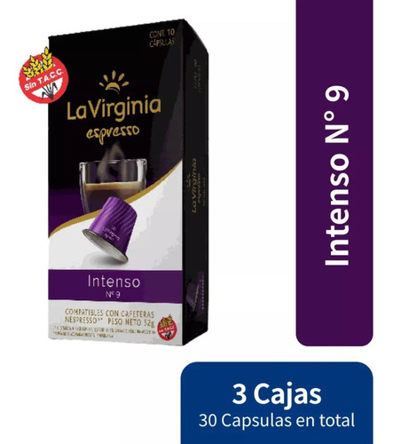 Cafe En Capsulas La Virginia Espresso Intenso N9 X 3 Cajas