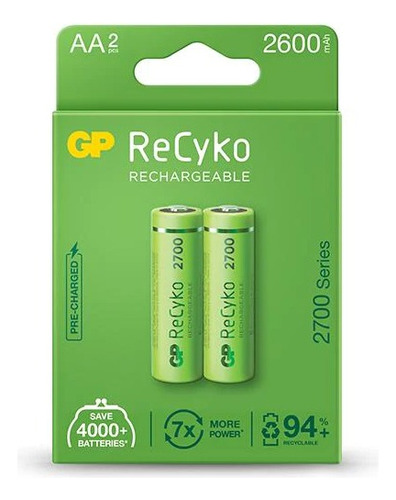 Pilas Recargables Aa 2700mah  Marca Gp Tecnologia Recyko X2