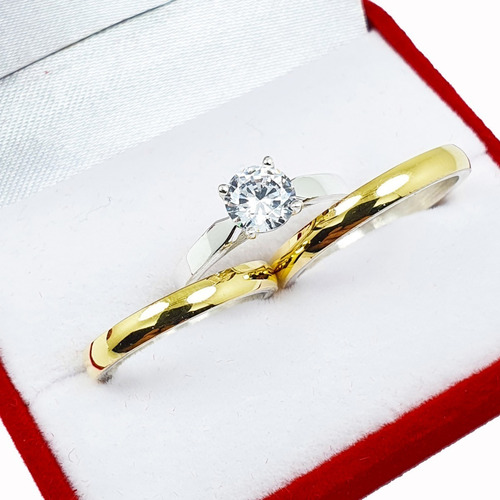 Imagen 2 de 8 de Alianzas Plata Y Oro El Par Anillo Casamiento Grabado