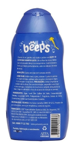 Imagem 2 de 3 de Shampoo Beeps Para Gatos Pet Society Estopinha Hidrata 500ml