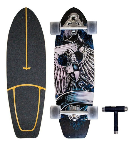 Patineta Semiprofesional Cruiser Surf Madera 75 Cm Con Llave