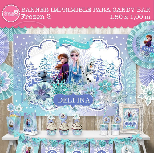 Banner Imprimible Frozen Candy Bar Cumpleaños Mesa Dulce