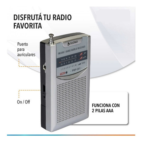 Radio Pocket Portatil Suono Am Fm A Pila Parlante Aux In