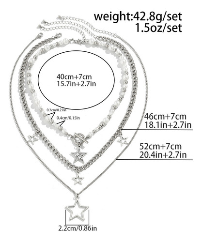 Juego De 3 Collares Con Colgante De Estrella De Cadena Ajust