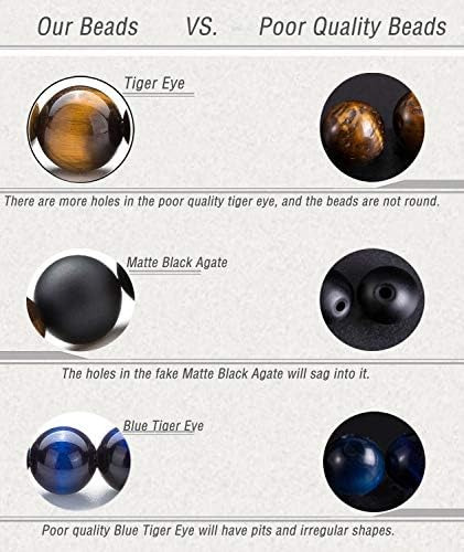 Hamoery Hombres Mujeres 8mm Ojo Piedra Cuentas Pulsera Cuerd