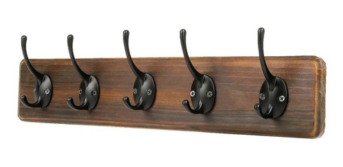 Phingeer Perchero De Pared De Madera Rustica Con 5 Ganchos 