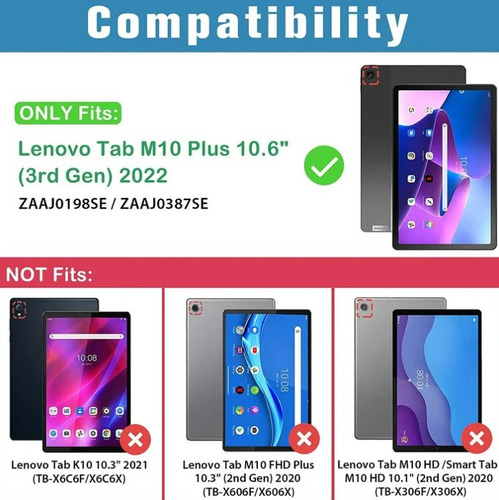 Carcasa Smart + Lámina Para Lenovo Tab M10 Plus 3 Gen 10,6