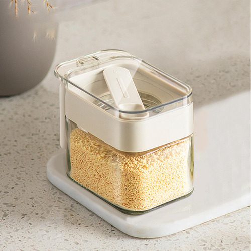 Recipiente De Sal De Vidrio Con Cuchara Tarro De Sal Con Tap