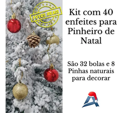 Árvore De Natal Decorada Vermelho/Dourada Com Pinha 60cm - Art Home  Decoração