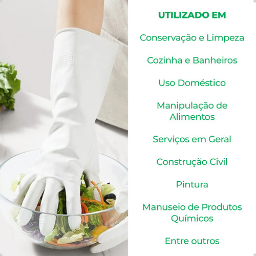 Kit 12 Luva Nitrílica S/ Forro Limpeza Cozinha Branca Volk P
