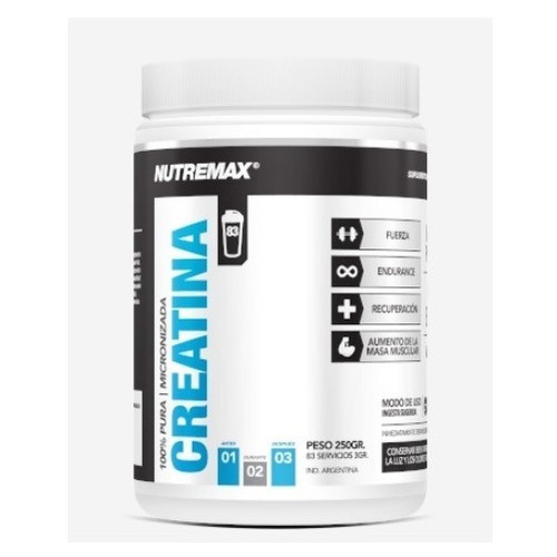 Creatina Nutremax 100% Pura Micronizada 250g. Masa Muscular