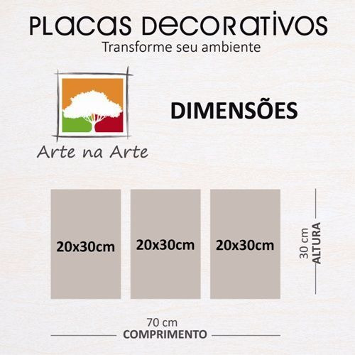 Imagem 6 de 6 de Kit Placas Quadros Decorativos 3 Pçs 20x30 Cantinho Do Café