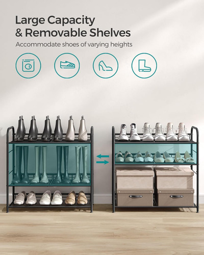 Songmics Zapatero Apilable, Estante De Almacenamiento De 4 N