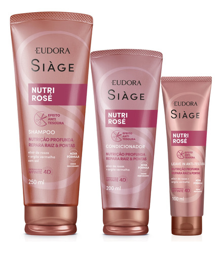 Kit Siàge Nutri Rosé: Shampoo + Condicionador + Leave-in