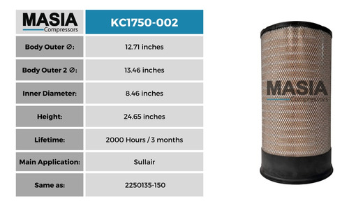 Filtro Para Compresores Atlas Copco 1621-0265-00