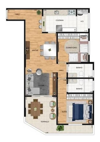 Imagem 11 de 15 de Apartamento, 2 Dorms Com 89.88 M² - Aviação - Praia Grande - Ref.: Ter57 - Ter57