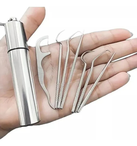 Sh Juego De Palillos De Dientes De Acero Inoxidable Con