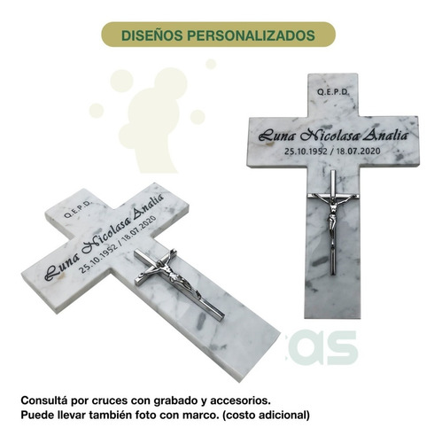 Imagen 5 de 10 de Cruz De Marmol Con Cristo Para Cementerio, 50x35cm.