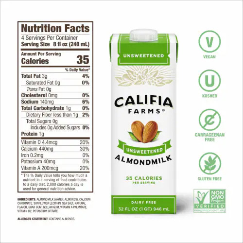 2pz Califia Farms Almond Milk Unsweetened