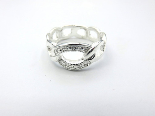 Anillo Eslabones Cadena Calada Ancha De Plata 925.