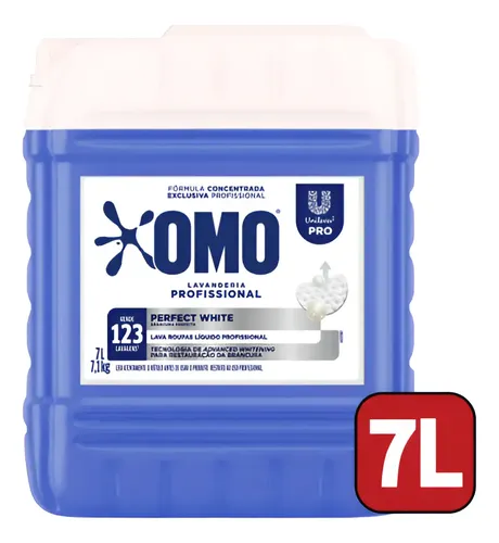Sabão Líquido Omo Lava Roupas + Brancas Perfect White 7l