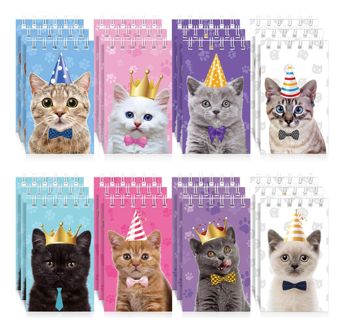 24 Mini Blocs De Notas De Gato Animal, Cuaderno Espiral...