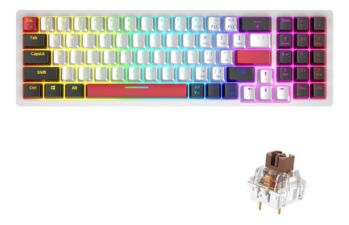 Teclado Mecánico 75% Zifriend R78 Usb-c Rgb De 78 Teclas Blanco-brown Switch Inglés Us
