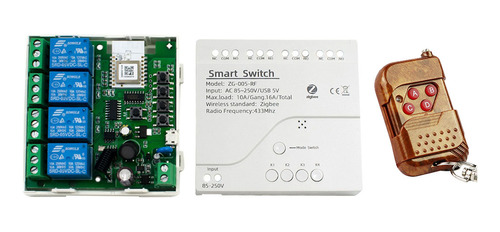 Módulo De Comutação Tuya Zigbee De 4 Canhas+relé Remoto 85-2