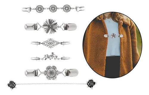 6 Uds Moda Suéter Chal Clips Ropa Pato Clip Bufanda Broche