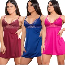 Comprar Kit 3 Camisola Sexy Calcinha Fio Dental Sensual Linha Noite