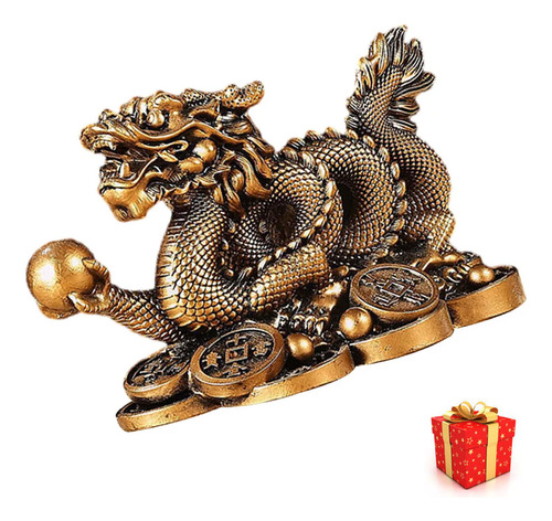 Coleccionables Feng Shui Chino Dragón Estatua Suerte Éxito Color Bronze