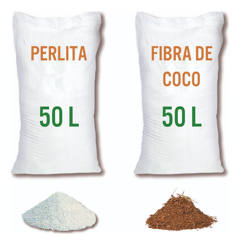  Fibra De Coco + Perlita 50 Litros C/u Sustratos Pack