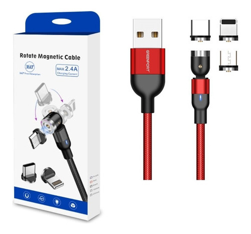 Pack X 4 / Cable Carga Magnético 2a 540° 3 En 1 / 1 Metro