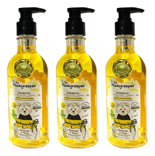 Pack 3x Shampoo P/ Bebé Honey Keeper Manzanilla + Miel 250ml