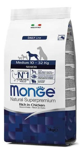 Alimento Monge Medium Senior 3 Kg Perro