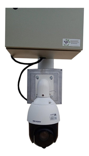 Kit Câmera Hikvision 25x Rural Painel Solar Bateria Modem 4g Cor Cinza