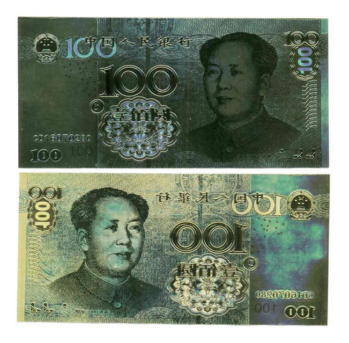 China Billete De 100 Yuan Con Baño De Oro 24 Kilates