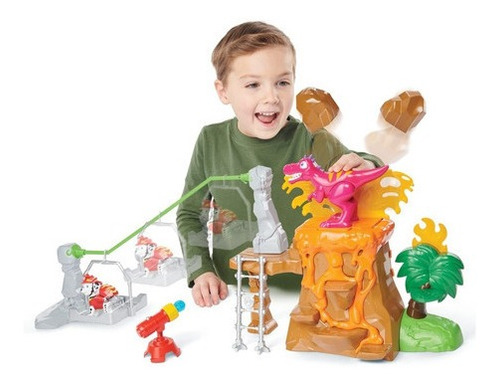 Paw Patrol Playset Volcán Con Dinosaurio Marshall Bombero