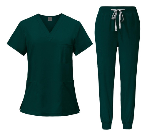 Conjunto De Ropa Para Mujer, Traje De Enfermería - Escote
